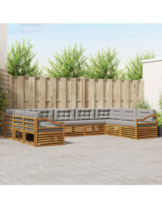 Set divani con cuscino 9 pcs Grigio Naturale e Chiaro