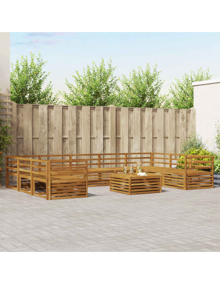 Set divani 10 pcs Naturale Legno di Acacia Massello