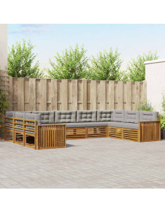 Set divani con cuscino 9 pcs Grigio Naturale e Chiaro