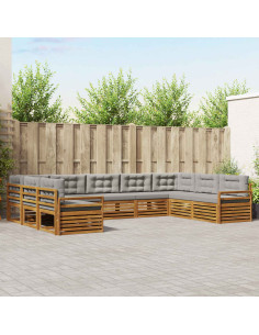 Set divani con cuscino 9 pcs Grigio Naturale e Chiaro