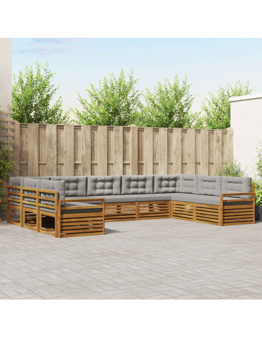 Set divani con cuscino 9 pcs Grigio Naturale e Chiaro