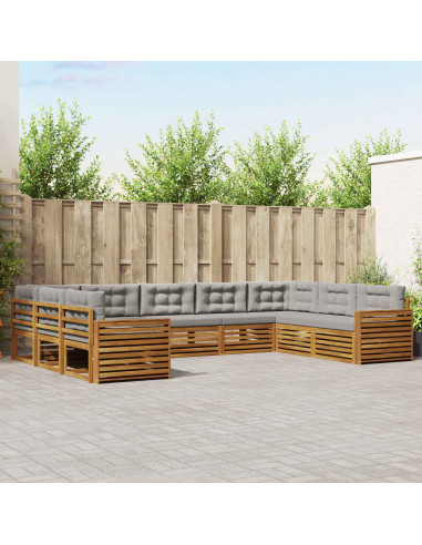 Set divani con cuscino 9 pcs Grigio Naturale e Chiaro