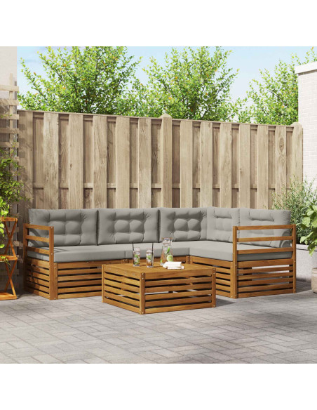 Set di divani con cuscino 5 pcs Grigio Naturale e Chiaro