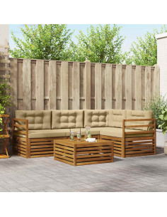 Set di divani con cuscino 5 pcs Naturale e Beige