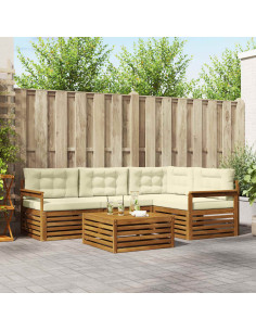 Set di divani con cuscino 5 pcs Naturale e Crema