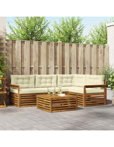 Set di divani con cuscino 5 pcs Naturale e Crema