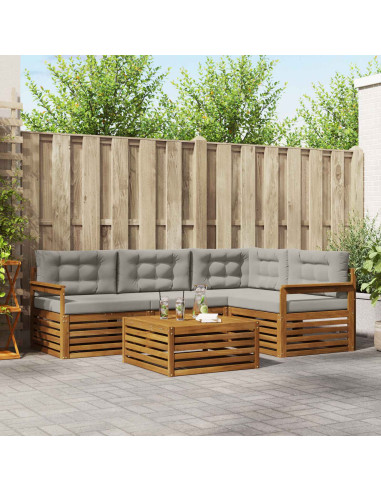 Set di divani con cuscino 5 pcs Grigio Naturale e Chiaro