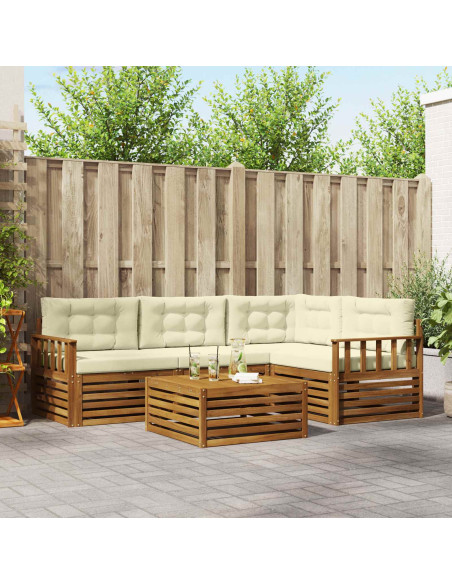 Set di divani con cuscino 5 pcs Naturale e Crema