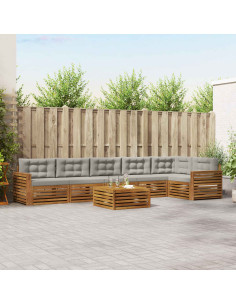 Set di divani con cuscino 7 pcs Grigio Naturale e Chiaro