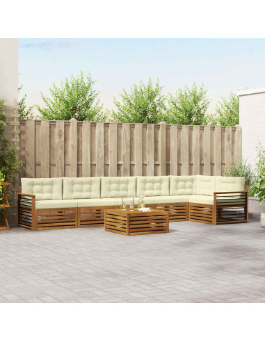 Set di divani con cuscino 7 pcs Naturale e Crema