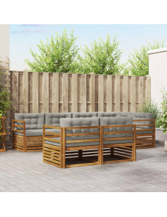 Set di divani con cuscino 22 pcs Grigio Naturale e Chiaro