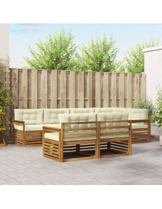 Set di divani con cuscino 7 pcs Naturale e Crema