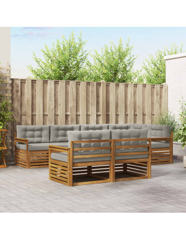 Set di divani con cuscino 22 pcs Grigio Naturale e Chiaro