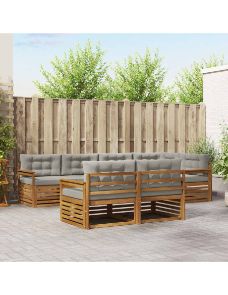 Set di divani con cuscino 22 pcs Grigio Naturale e Chiaro