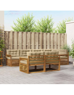 Set di divani con cuscino 7 pcs Naturale e Beige