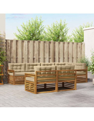 Set di divani con cuscino 7 pcs Naturale e Beige