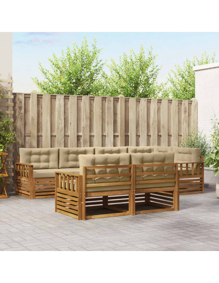 Set di divani con cuscino 7 pcs Naturale e Beige