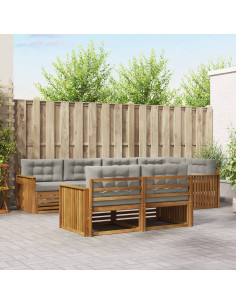 Set di divani con cuscino 22 pcs Grigio Naturale e Chiaro