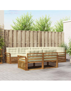 Set di divani con cuscino 7 pcs Naturale e Crema