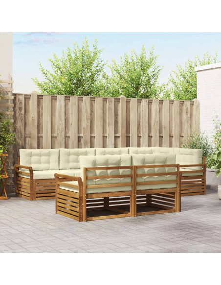 Set di divani con cuscino 7 pcs Naturale e Crema