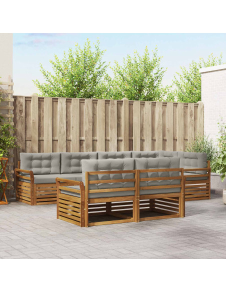 Set di divani con cuscino 22 pcs Grigio Naturale e Chiaro