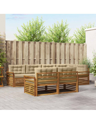 Set di divani con cuscino 7 pcs Naturale e Beige
