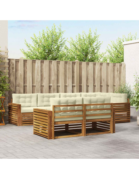 Set di divani con cuscino 7 pcs Naturale e Crema