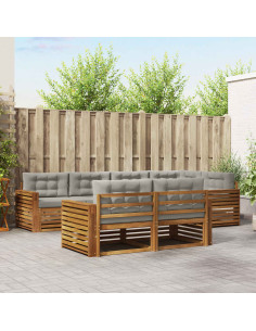 Set di divani con cuscino 22 pcs Grigio Naturale e Chiaro