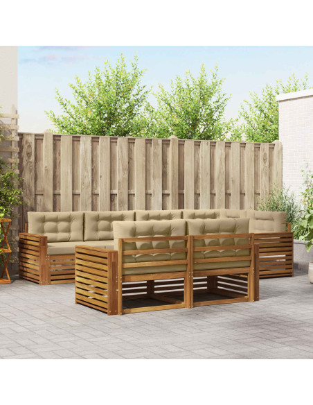 Set di divani con cuscino 7 pcs Naturale e Beige