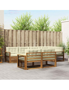 Set di divani con cuscino 7 pcs Naturale e Crema