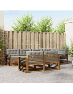 Set di divani con cuscino 22 pcs Grigio Naturale e Chiaro