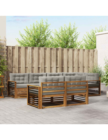 Set di divani con cuscino 22 pcs Grigio Naturale e Chiaro