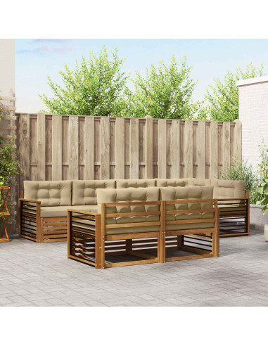 Set di divani con cuscino 7 pcs Naturale e Beige