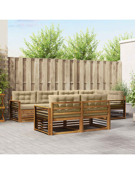 Set di divani con cuscino 7 pcs Naturale e Beige
