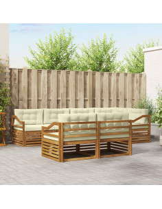 Set di divani con cuscino 7 pcs Naturale e Crema