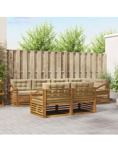 Set di divani con cuscino 7 pcs Naturale e Beige