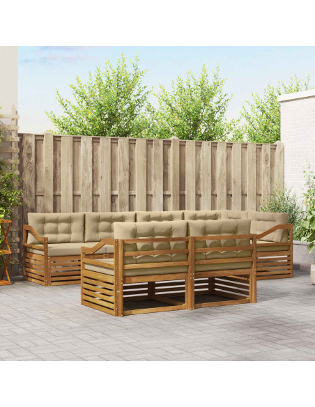 Set di divani con cuscino 7 pcs Naturale e Beige