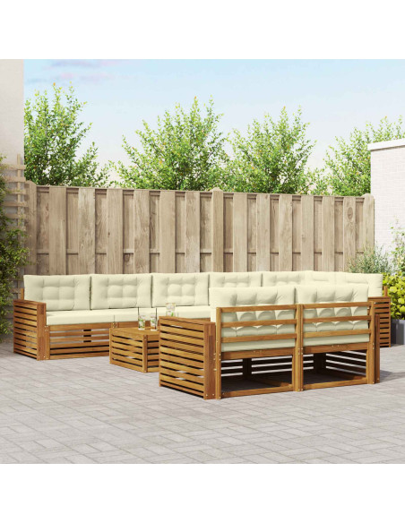 Set di divani con cuscino 9 pcs Naturale e Crema