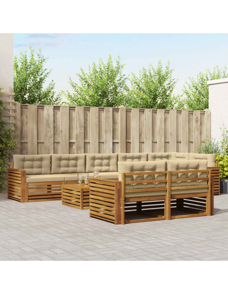 Set di divani con cuscino 9 pcs Naturale e Beige