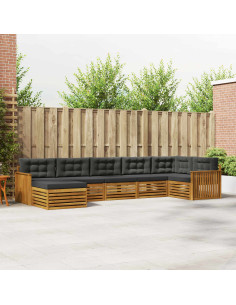 Set divani 7 pcs Naturale e Antracite Legno di Acacia Massello