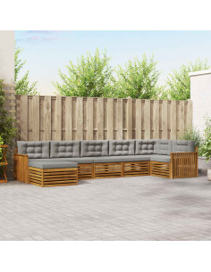 Set divani con cuscino 7 pcs Grigio Naturale e Chiaro