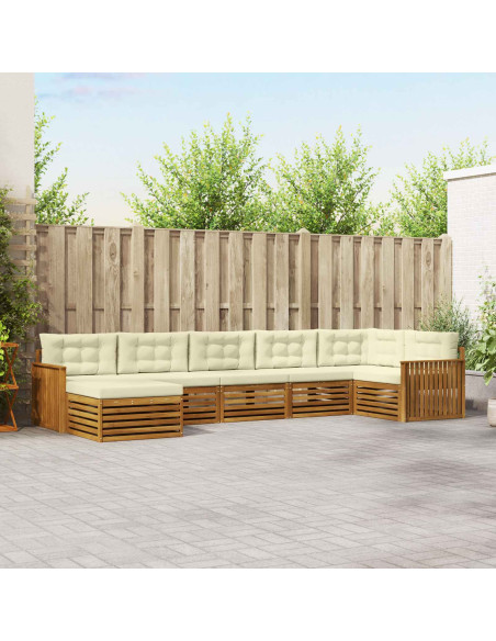 Set divani 7 pcs Naturale e Crema Legno di Acacia Massello