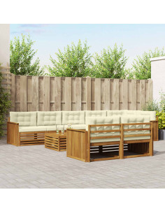 Set di divani con cuscino 9 pcs Naturale e Crema