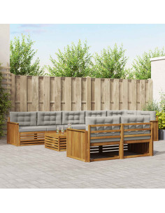 Set di divani con cuscino 26 pcs Grigio Naturale e Chiaro