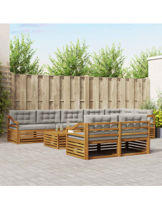 Set di divani con cuscino 26 pcs Grigio Naturale e Chiaro