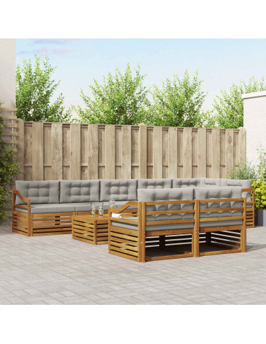 Set di divani con cuscino 26 pcs Grigio Naturale e Chiaro