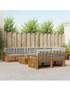 Set di divani con cuscino 26 pcs Grigio Naturale e Chiaro