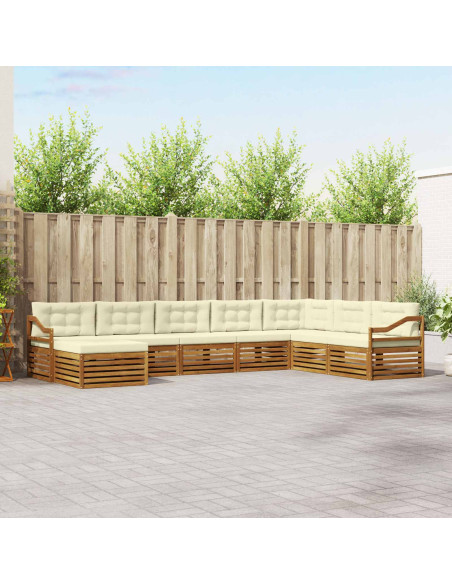 Set divani 8 pcs Naturale e Crema Legno di Acacia Massello