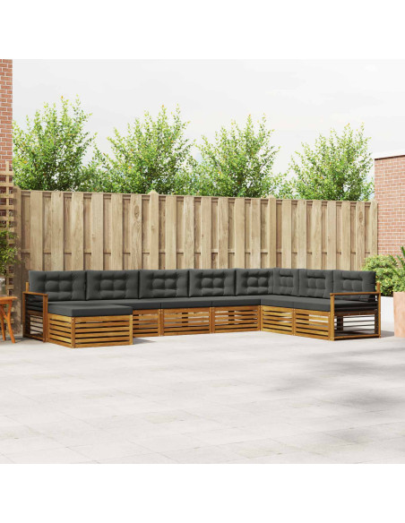 Set divani 8 pcs Naturale e Antracite Legno di Acacia Massello