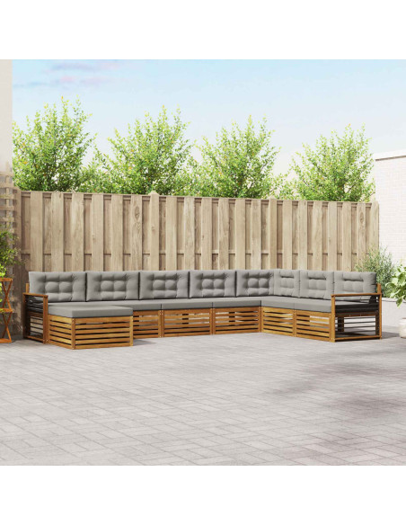 Set divani con cuscino 8 pcs Grigio Naturale e Chiaro